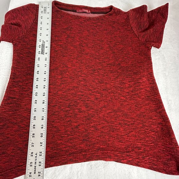 Cut Loose Womens Red Black Textured Long Sleeve Boat Neck Top Size Medium Casual - Picture 8 of 8